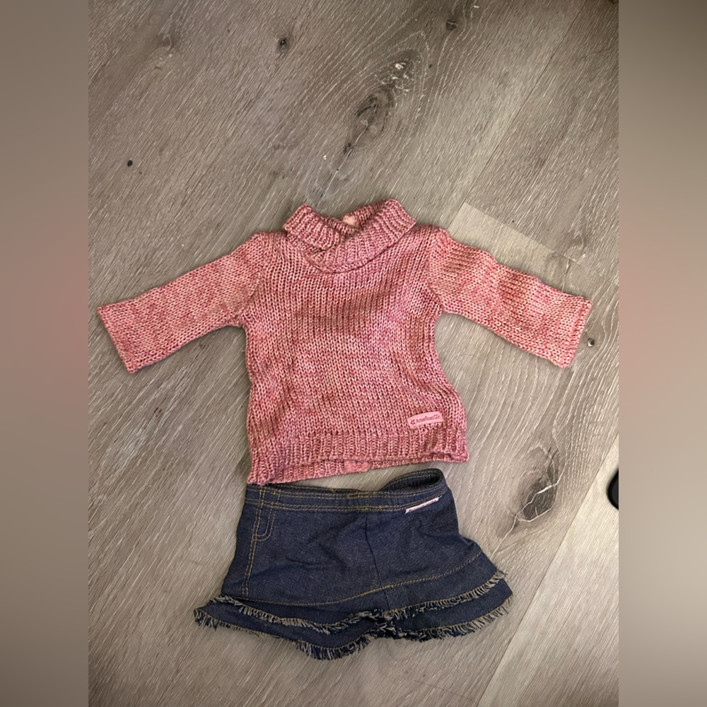American Girl Doll fall/spring outfit, sweater and skirt